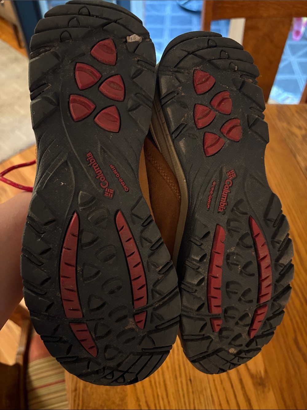 Columbia Tan Suede Hiking Boots with Red Laces - Picture 5 of 5